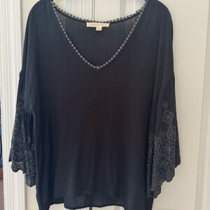 Lovestitch Black Blouse with Lace Detail size Large